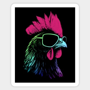 Chicken With Sunglasses Colors Sticker